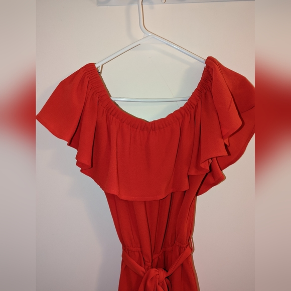 Forever 21 Red Off the Shoulder Romper - Picture 3 of 7